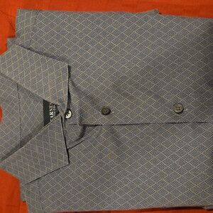 Kenneth Cole Men's Blue and Gray Checkered Shirt